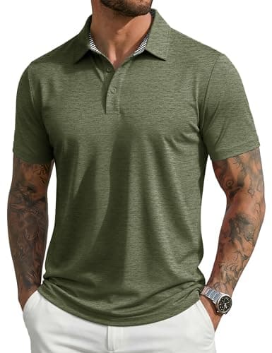 MAGCOMSEN Men's Polo Shirts Short Sleeve Athletic Performance Moisture Wicking Golf Fitted Business Casual Collared Shirts