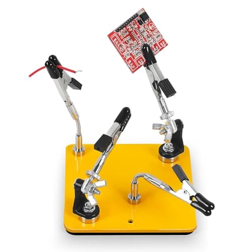 NOEVSBIG Helping Hands Soldering Station with 3.9" x 3.9" Stable Base, 360° Adjustable Soldering Clamp Tool 4 Flexible Magnetic Arms PCB Holder for Soldering Wires, Cables & Connector Repair
