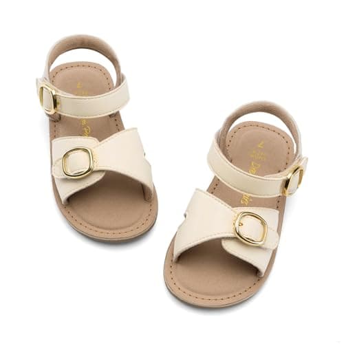DREAM PAIRS Girls Sandals Fashion Sandal with Adjustable Straps Open-Toe Comfortable Summer Shoes for Toddler Little Kid,Size 5 Toddler,Beige,SKFS26001K