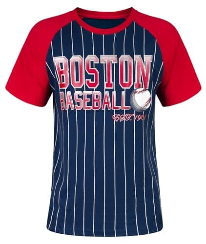 Simapak Mens Baseball Pinstripe Fans Athletic City Raglan T-Shirts - Navy & Red (Size:XL)