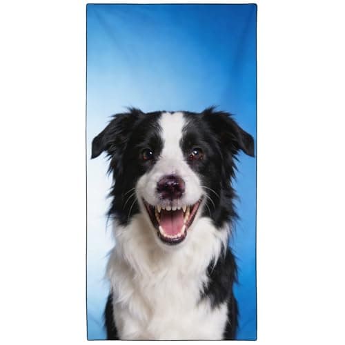 KLRIGR Border Collie Dog Beach Towel Oversized 36"x72", Microfiber Sand Free & Quick Dry, Lightweight for Pool Camping Beach Travel Vacation