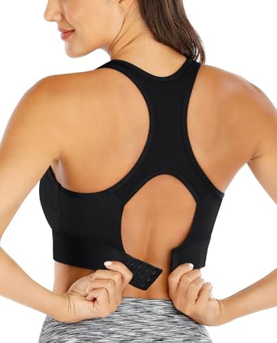 Ewedoos Sports Bras for Women High Support High Impact Sports Bra for Large Bust Racerback Push Up Workout Running Bra Black