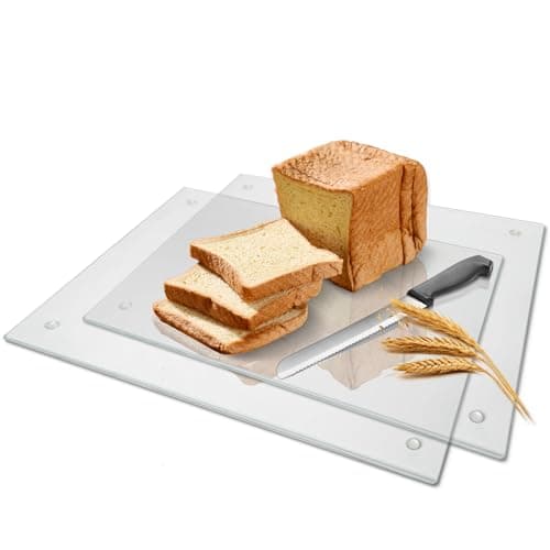 Glass Cutting Board, Clear Tempered Glass for Kitchen 2 Pcs (12"x16" & 12"x16"), with Rubber Feet,Non-Slip,Durable Shatter Resistant, Dishwasher Safe,Scratch Resistant, Heat Resistant