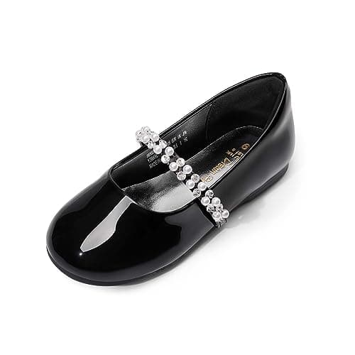 DREAM PAIRS Girls Dress Shoes Mary Jane Flats,Black/Pat-T,6 Toddler