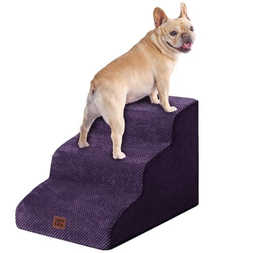 EHEYCIGA Curved Dog Stairs Ramp, 3-Step Dog Steps, 15.7" H Pet Step