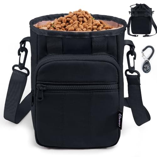 CLAWIST Stylish Dog Training Treat Pouch with Waist & Shoulder Strap, Dog Treat Bag for Walking and Training, Removable Waterproof Liner, Drawstring Treat Holder with Front Pocket & Clicker