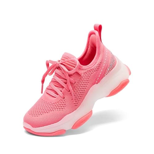 DREAM PAIRS Girls Slip-On Sneakers Kids Sparkle Pop Lightweight Jelly Sole Walking Shoes,Size 10 Toddler,Hot Pink,SDFS2303K