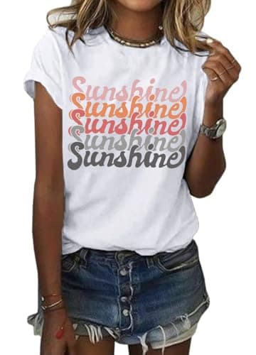 YEXIPO Womens Graphic Tees Short Sleeve Summer Tops Casual Cute T Shirts