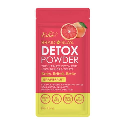 Esha Braid N Slay Detox Powder – Scalp Cleanser for Braids, Locs & Twists – Removes Buildup, Odor & Prewashes Synthetic Hair – Non-Stripping, Soothing, 85g (85g, GRAPEFRUIT)