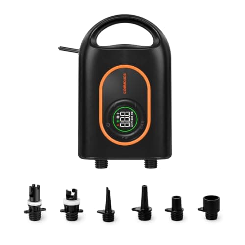 Electric Paddle Board Pump 20PSI, SUP Air Pump with Auto Shut-Off, Dual-Stage Inflate & Deflate, 12V DC Portable Paddleboard Pump for SUP Kayak Boat Surfing Kite, 400L/min High Volume, 6 Nozzles