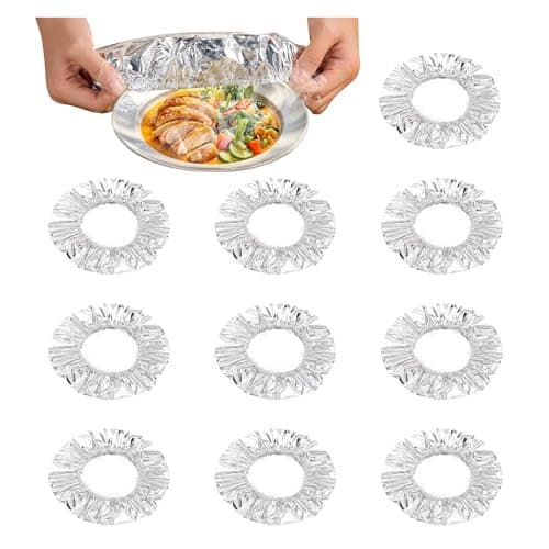 Reusable Aluminum Foil Food Covers Aluminum Foil Heat Retaining Covers Elastic Bowl Insulation and Freshness Aluminum Foil Cover Thicken Heat-Resistant with Various Plates Bowls and Containers (10)