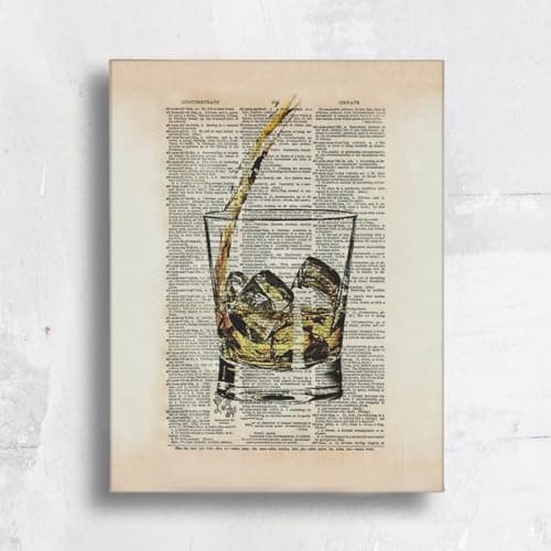 SiuSue Whiskey Wine Cup Retro Dictionary Art Canvas Wall Art Prints Artwork Signs Framed for Bar Club Lounge Kitchen Man Cave Home Wall Decor,11x14 inch,Housewarming Gifts(851)