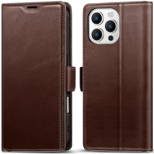 KEZiHOME Compatible with iPhone 16 Pro Max Wallet Case, Genuine Leather Case Flip Cover, RFID Blocking Card Holder Magnetic Stand Flip Phone Case for iPhone 16 Pro Max 5G 6.9 inch(Brown)