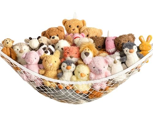Stuffed Animal Storage Hammock Net for Plushie - Large Corner Toy Hammock Net for Plush Stuffed Animals - Cute Stuff Animal Organizer Holder for Room Decor - Kids Baby Nursery Wall Bedroom Home Decor