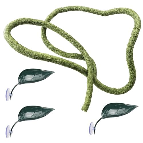 ZHLKHIOP 4 Pcs Reptile Habitat Decorations, Small Green Vine and 3 Pcs Dark Blue Vines,Crested Gecko Tank Accessories, Leopard Gecko Tank Accessories, Snake Enclosure Accessories,