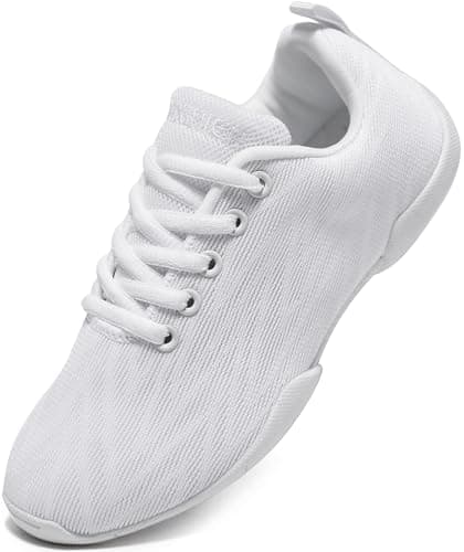 BAXINIER Girls White Cheerleading Shoes Breathable Youth Cheer Competition Sneakers Athletic Training Dance Tennis Walking Shoes - White 10 Toddler