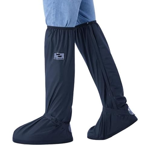 RINJOY High Top Rain Shoe Covers with Zipper, Reflective Waterproof Overshoes