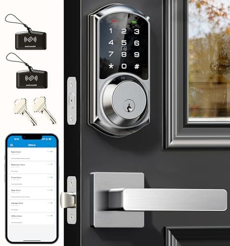 Veise VE06-L Smart Deadbolt Lock with 2 Lever Handle Set, Satin Nickel