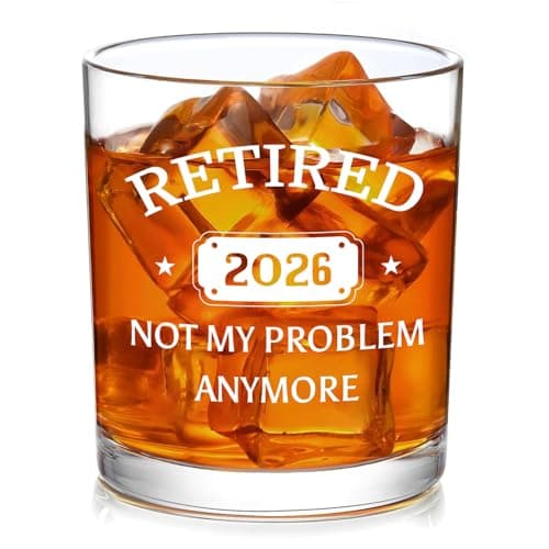 Slugeren Retirement Gifts for Men, Retired 2026 Not My Problem Anymore Whiskey Glass 10 Oz, Retired Gifts for Grandpa Dad, Retired Old Fashioned Glass for Friends Teacher Boss Coworker Husband