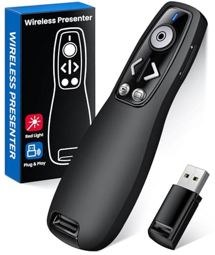 Presentation Clicker Wireless Presenter Remote for PowerPoint, RF 2.4GHz USB Powerpoint Clicker with Hyperlink & Volume Control PowerPoint Slide Advancer for Mac, Computer, Laptop