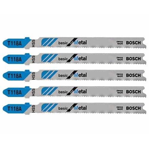 Bosch T118A 5 pc. 3-5/8 in. 17-24 TPI Basic for Metal T-Shank Jig Saw Blades