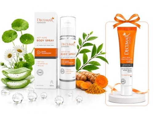 Decumar Advanced Back & Body Clarifying Spray for Oily & Blemish-Prone Skin, Body Spray with Glycolic Acid, Zinc PCA, Panthenol & Centella, 100 mL / 3.38 fl oz + Blemish Spot Care Gel 20g / 0.71 oz