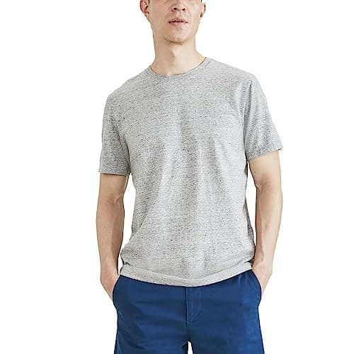 Dockers Men's Slim Fit Short Sleeve Chest Logo Crew Tee Shirt, Smokestack Heather, 2X-Large