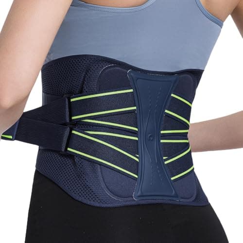 Back Brace for Lower Back Pain Relief, Adjustable Lumbar Support Belt with Steel Plates, Dual Compression, Breathable 3D Knit Fabric, Slim Waist Design for Work, Gym, Sciatica, Herniated Disc XL