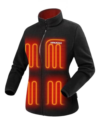Venustas Women's Fleece Heated Jacket with Battery Pack, Soft Lightweight Heating Coat for Outdoor Activities