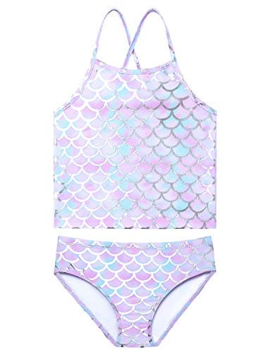 Mermaid Swimsuits for Girls 6t 7t Two Piece Bathing Suits Kids Beach Outfit