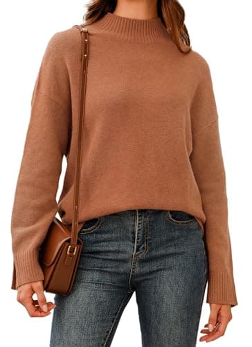 Arach&Cloz Womens Oversized Fall Winter Casual Work Chunky Sweater Brown M