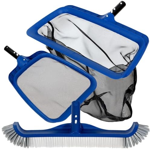 POOLAZA Pool Cleaning Kit, 18" Pool Brush, Deep & Semi-Deep Pool Skimmers