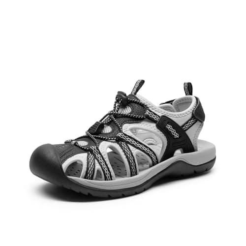 DREAM PAIRS Women's Hiking Sandals Adventurous Summer Sports Shoes Outdoor,Size 6.5,Black/Light Grey,DWUMST2502