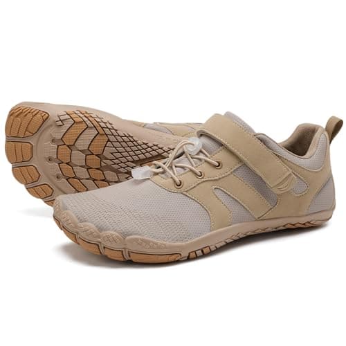Grand Attack Barefoot Shoes Men Wide Toe Box Zero Drop Men's Trail Running Cross-Trainer Wrestling Boxing Weightlifting Walking Shoes Camel Color Size 11