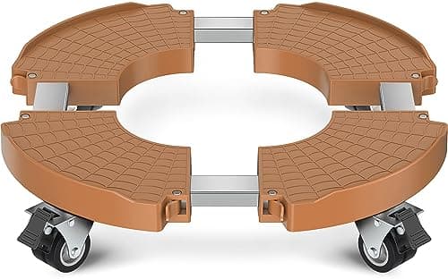 VANCASTLE Plant Caddy with Lockable Wheels Heavy Duty 450lbs Capacity, 15-22 Inch Adjustable Plant Stand with Wheels Rolling base, Plant Dolly for Flower Pot Mover Indoor Outdoor, Khaki, 1 Pack
