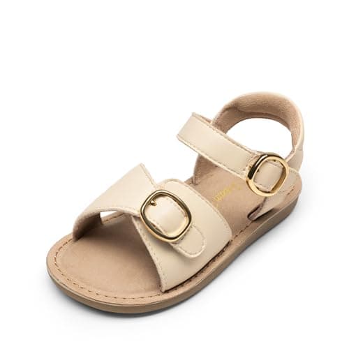 DREAM PAIRS Girls Sandals Fashion Sandal with Adjustable Straps Open-Toe Comfortable Summer Shoes for Toddler Little Kid,Size 6 Toddler,Beige,SKFS26001K