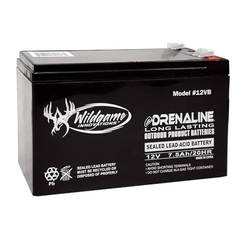 WILDGAME INNOVATIONS 12V Edrenaline Rechargeable Battery for Game Feeders Outdoor Long-Lasting Sealed Lead-Acid Tab Style Rechargeable Battery