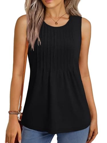 NORACORA Womens Camisole Tank Top Clothing Loose Fit Flowy Sleeveless Shirt Boat Neck Crew Neck Summer Casual Outfits 2026 Fashion Black L