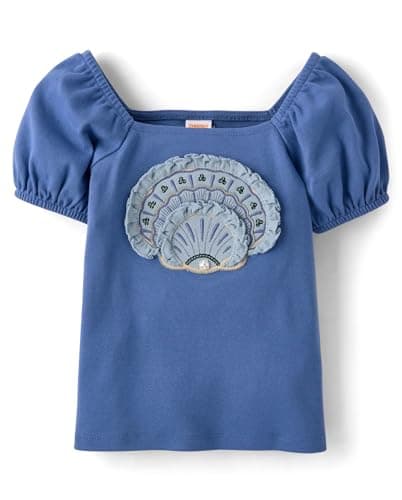 Gymboree,Girls,and Toddler Puff Sleeve Embroidered T-Shirt,Shell,4 Years