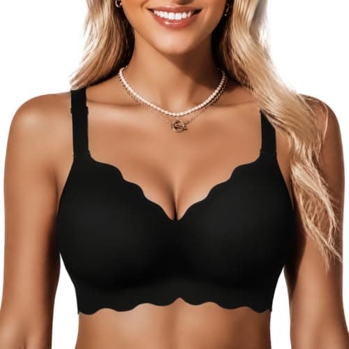 COCOMARTS Jelly Bras for Women No Underwire Wireless Push Up Bra Black,M