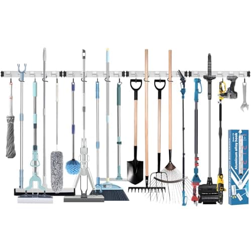 Paglipat Mop and Broom Holder Wall Mount Garden Tool Rack Organizer