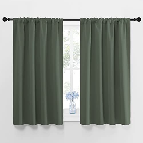 NICETOWN Bedroom Curtains Blackout Draperies - All Season Thermal Insulated Solid Rod Pocket Top Blackout Curtains/Drapes for Kid's Room (Dark Mallard, 1 Pair, 42 x 48 Inch)
