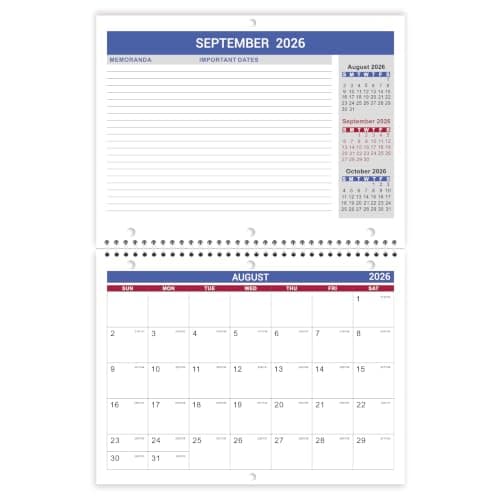 Calendar 2026-2027 - Wall Calendar 2026-2027, JUL. 2026 - DEC. 2027, 8.5" x 11", Memoranda Lined Pages with Thick Paper, Twin-Wire Binding, Holidays, Julian Dates