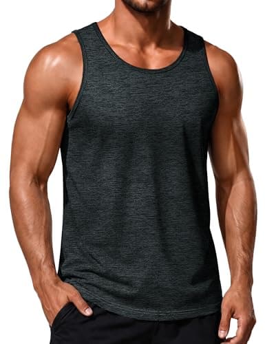 MAGCOMSEN Men's Tank Top Quick Dry Workout Gym Sleeveless Muscle Shirt Summer UPF 50+ Athletic Running Tops Black L