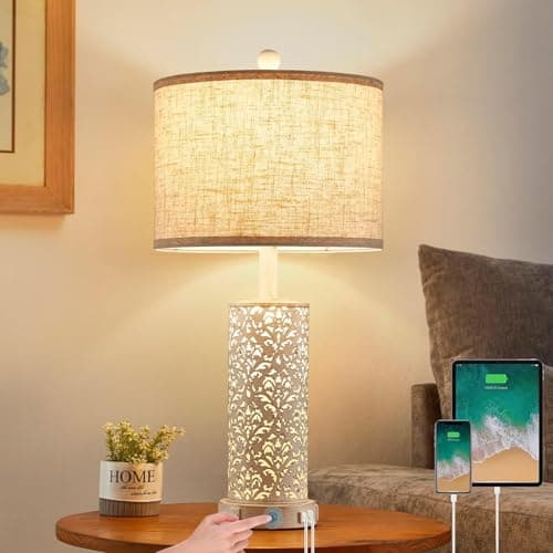 SAIWEYA 26" Farmhouse Table Lamp for Bedroom, Dimmable Touch