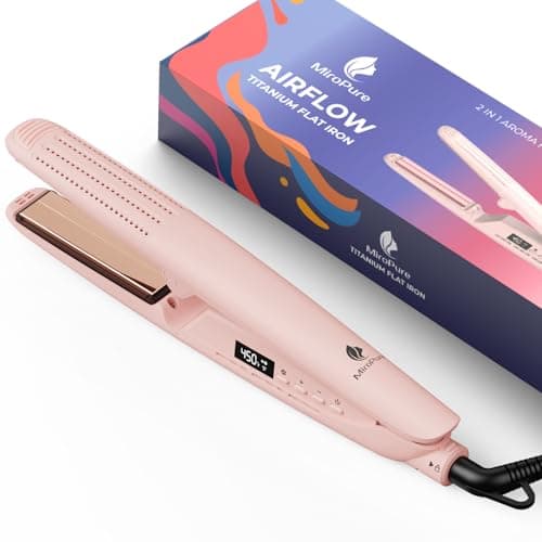 MiroPure 360° Titanium Flat Iron Hair Straightener and Curler 2 in 1, with Ionic Aroma Cool Air, 13 Adjustable Temps, Dual Voltage