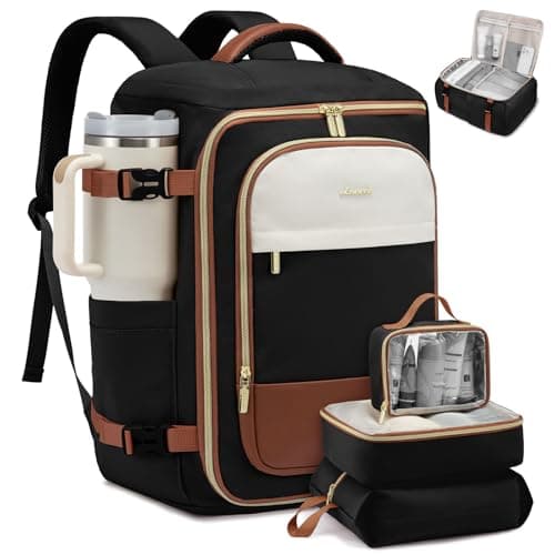 LOVEVOOK 40L Travel Backpack Carry on Flight Approved,Personal Item Bag with 3 Packing Cubes,Travel Backpack Bag for Women Fits 17 Inch Laptop,Water-resistant Carry On Backpack for Airplanes