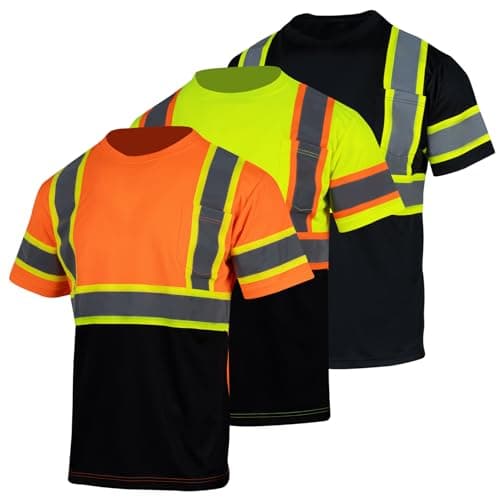 VENDACE 3pcs Safety Reflective High Visibility Shirts for Men ANSI Class 2 Hi Vis Construction Work T Shirts Short Sleeve(Mix,M)