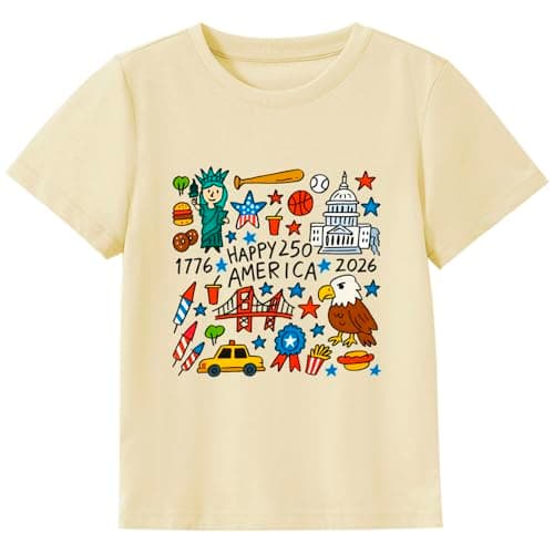 Happy 250 America Toddler 4th of July T-Shirt Partiotic Eagle Graphic Kids Shirt Memorial Day Tee USA Tops Outfit 6T