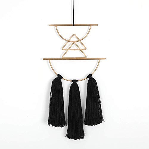 IOWER Boho Black Macrame Wall Hanging Metal Art 12 H
